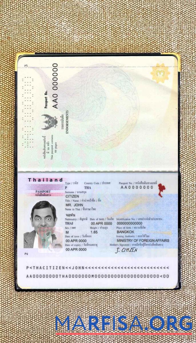 Blank Thailand passport photo look template